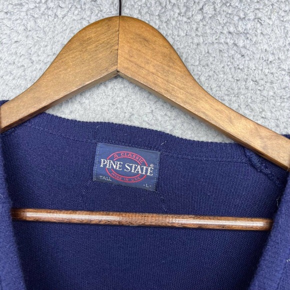 Vintage Michigan Sweater Men's large Tall Blue Embroidered Spellout Acrylic 90s - Picture 10 of 14